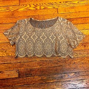 UO Sheer Metallic Lace Crop Top